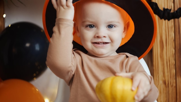 Portrait of happy Halloween baby