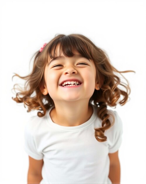 Photo portrait of a happy kid smiling and laughing