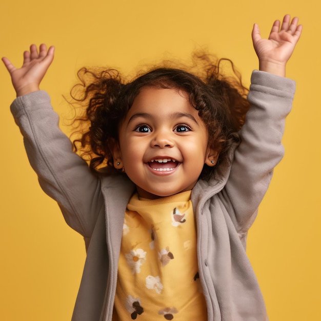 Portrait of a happy little girl showing ok gesture smiling