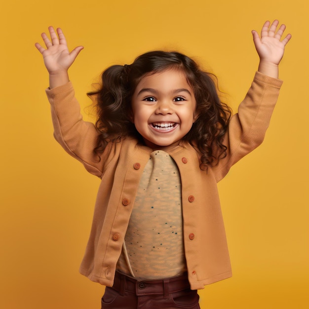 Portrait of a happy little girl showing ok gesture smiling