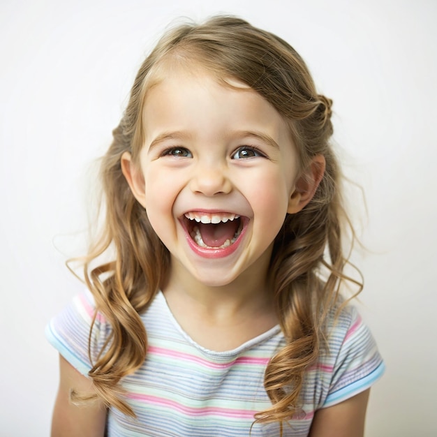 Portrait of a happy little girl smiling Isolated on transparent background