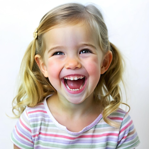 Portrait of a happy little girl smiling Isolated on transparent background