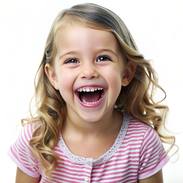 Portrait of a happy little girl smiling Isolated on transparent background