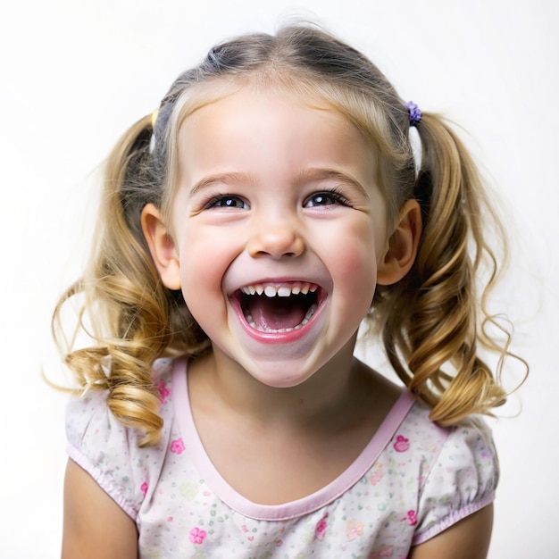 Portrait of a happy little girl smiling Isolated on transparent background