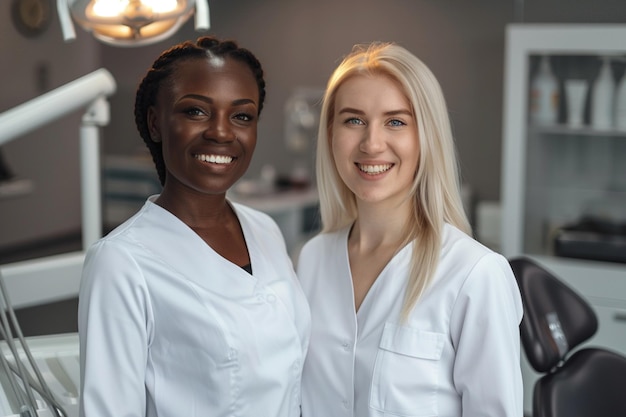 Portrait of happy multi ethnic business couple posing to camera