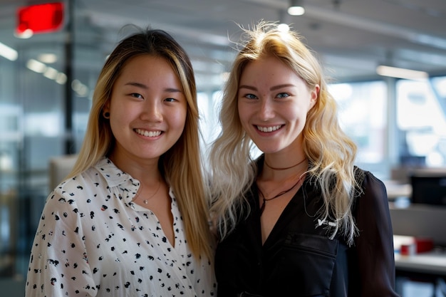 Portrait of happy multi ethnic business couple posing to camera