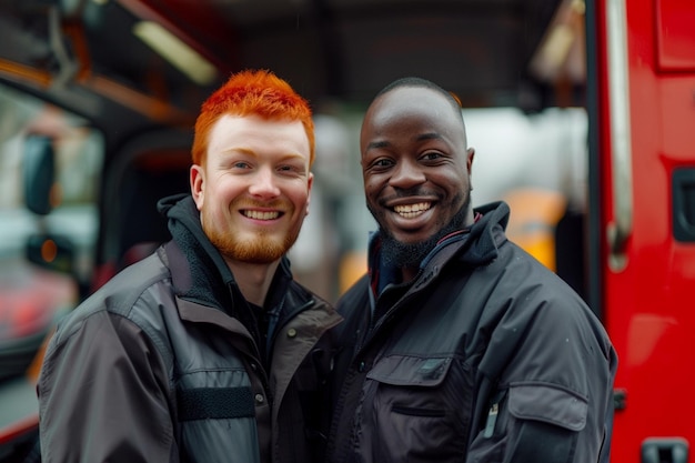 Portrait of happy multi ethnic business couple posing to camera