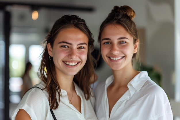 Portrait of happy multi ethnic business couple posing to camera