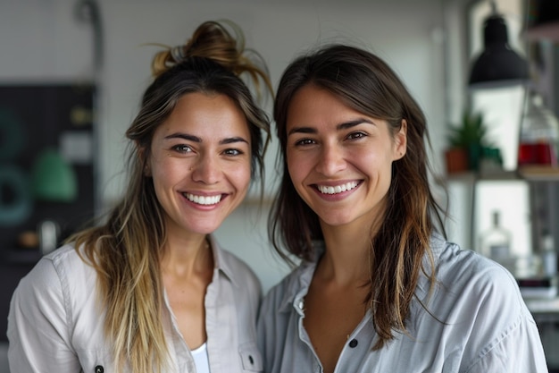 Portrait of happy multi ethnic business couple posing to camera