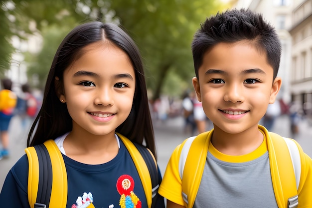 Portrait of happy school children