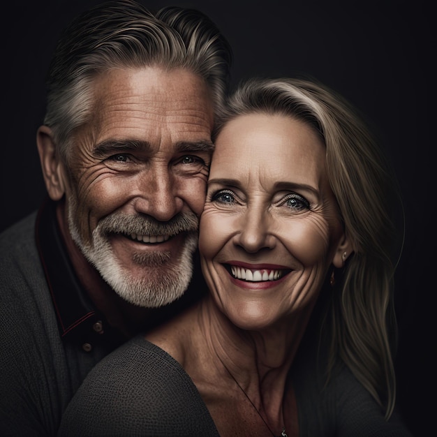 Portrait of happy senior couple Generative AI illustration