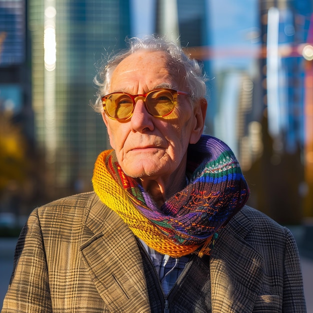 Portrait of happy senior male Mature adult with beard cheerful caucasian grandfather Retired