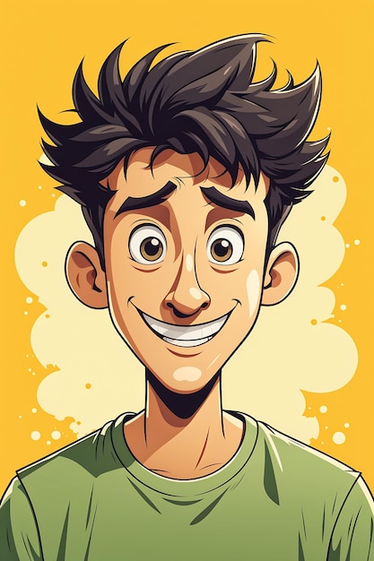 Portrait Of A Happy Smiling Boy Vector Illustration In Cartoon Style