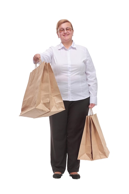 Portrait of happy smiling woman with shopping bags