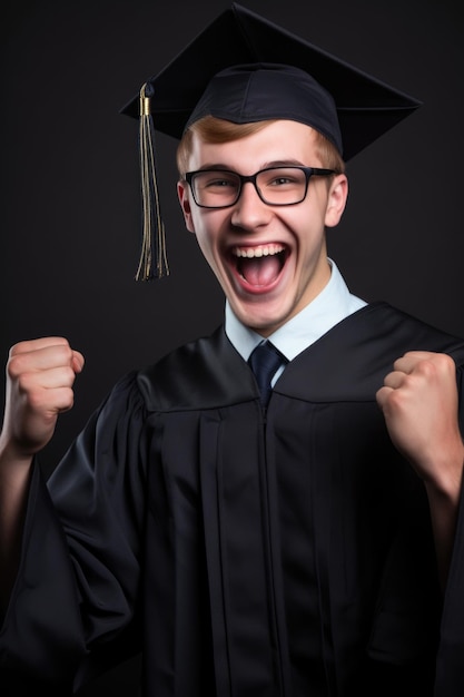 portrait of a happy student celebrating his graduation created with generative ai