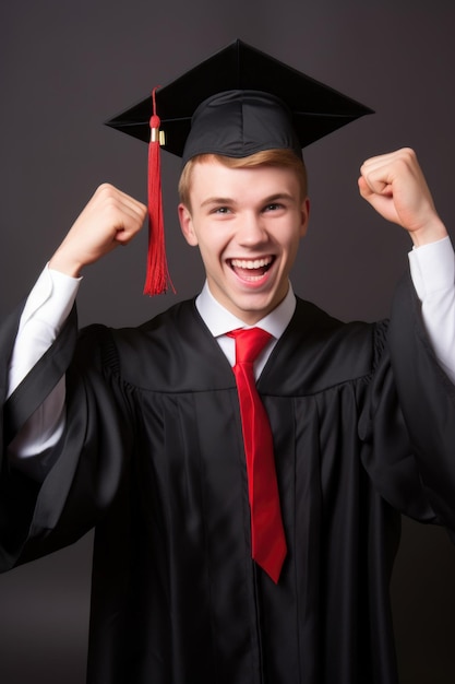 portrait of a happy student celebrating his graduation created with generative ai