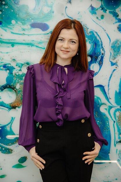 portrait happy woman with red hair