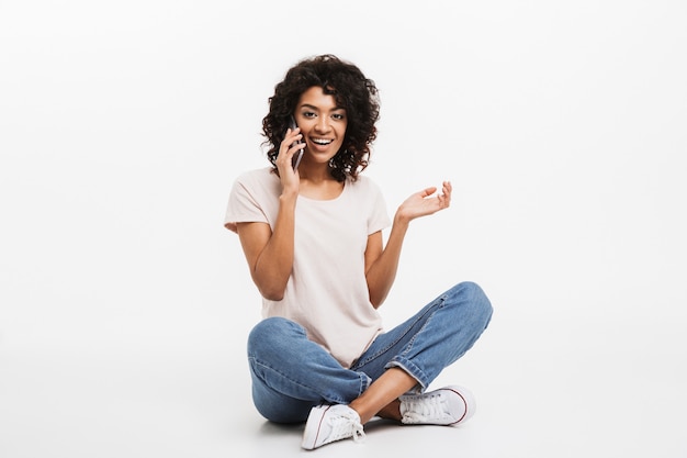 Portrait of happy young afro american woman