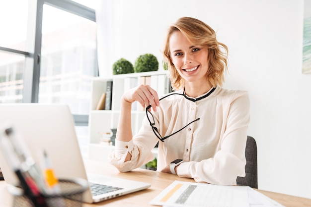 Portrait of a happy young businesswoman