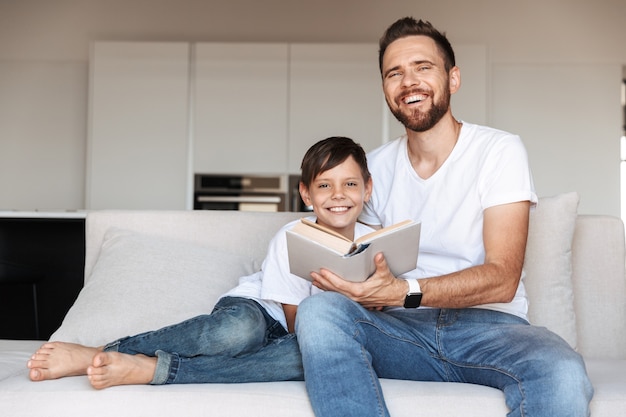 Portrait of a happy young father and his son