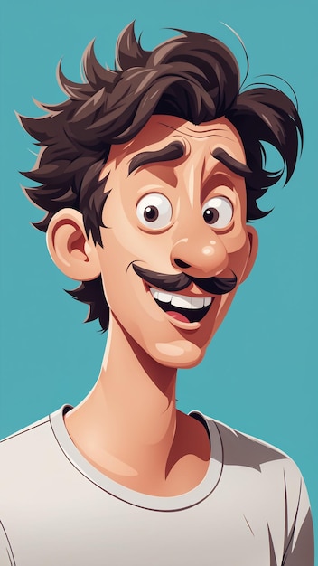 Photo portrait of a happy young man with a mustache vector illustration