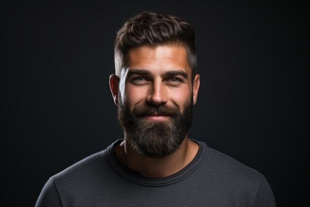 Portrait of a Happy Young MiddleAged Man with a WellGroomed Beard Generative By Ai