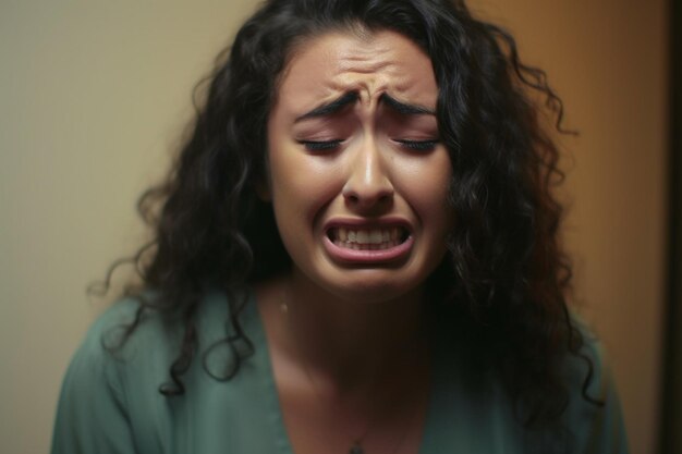 Photo portrait of heart broken woman crying