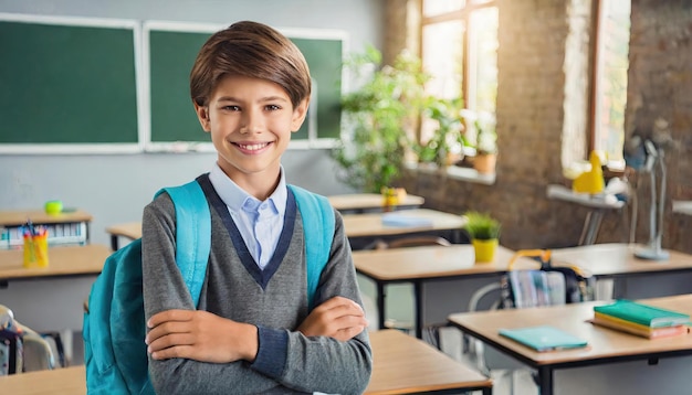 Portrait of High School Student in Classroom