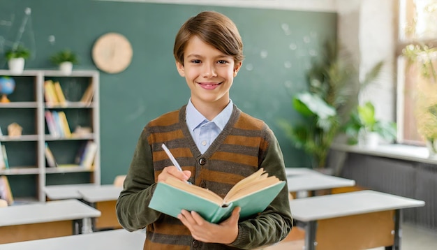 Portrait of High School Student in Classroom