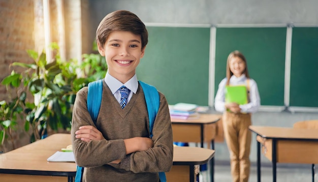 Portrait of High School Student in Classroom