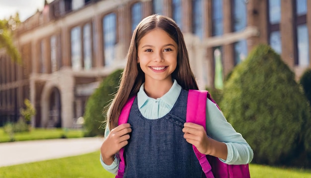 Portrait of High School Student Standing Outside School Building