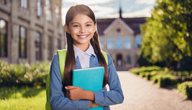 Portrait of High School Student Standing Outside School Building