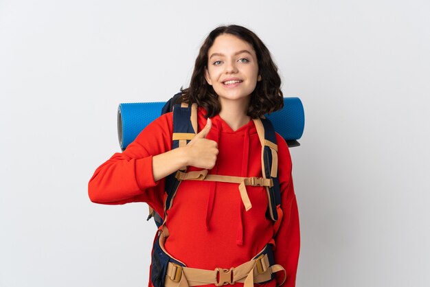 portrait hiker woman with backpack