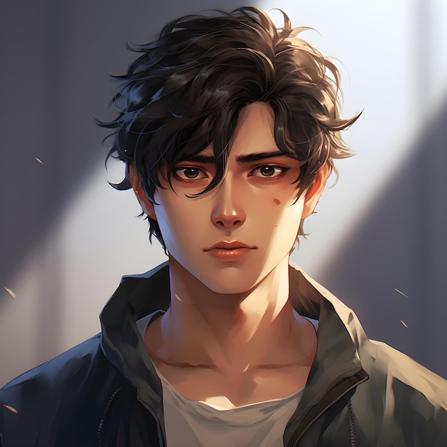 Portrait of a hot anime young boy