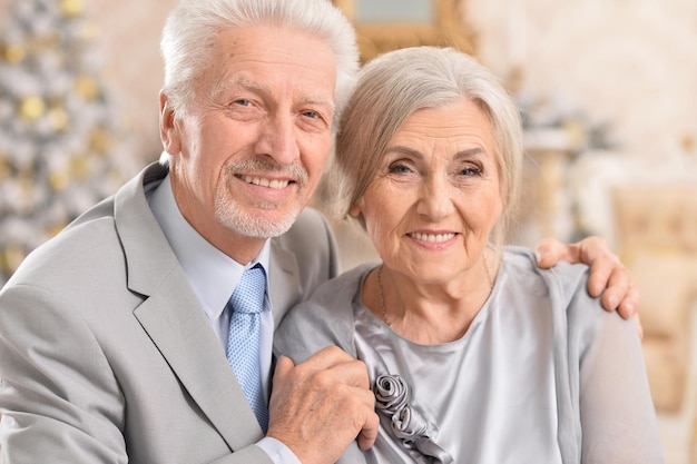 Portrait of hugging senior couple