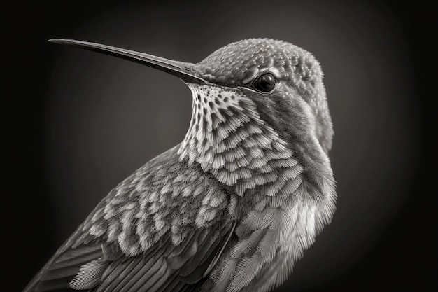 Portrait of hummingbird closeup on a monochrome background generative ai