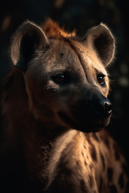 Portrait of Hyena Dramatic and Cinematic Lighting Photography Generative AI