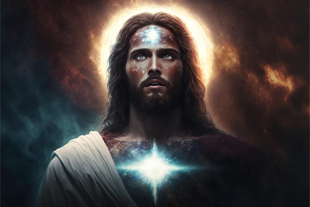 Portrait of Jesus Christ after resurrection powerful image for Easter