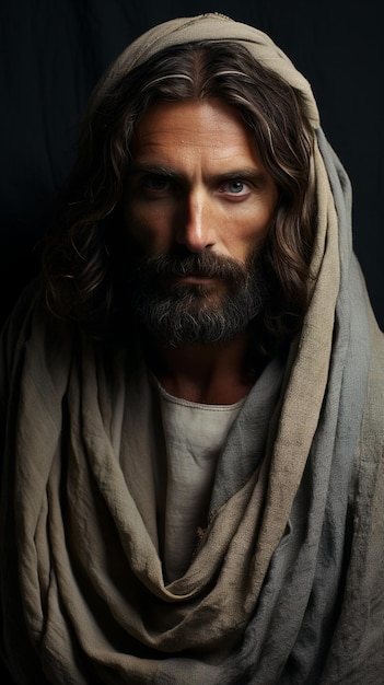 Portrait of Jesus Christ savior of mankind son of god god bible religion Christianity Old Testament Messiah who became the atoning sacrifice for the sins of men Gospels New Testament