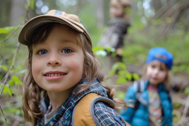 Photo portrait of kids adventure in the wild exploring nature