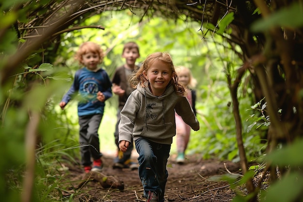 Photo portrait of kids adventure in the wild exploring nature