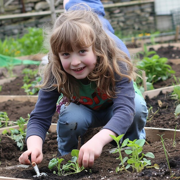 Portrait of Kids Gardening Excitement in Green Thumb