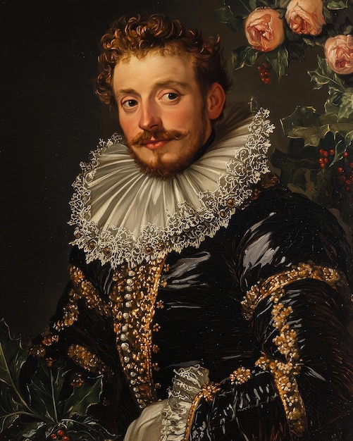 Photo portrait of the king in the baroque style of the 17th century