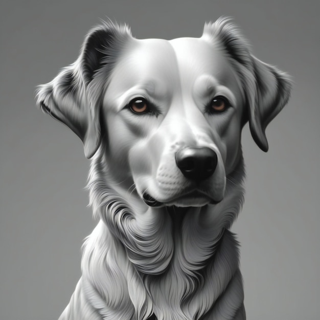 Portrait of a labrador retriever dog on a gray background