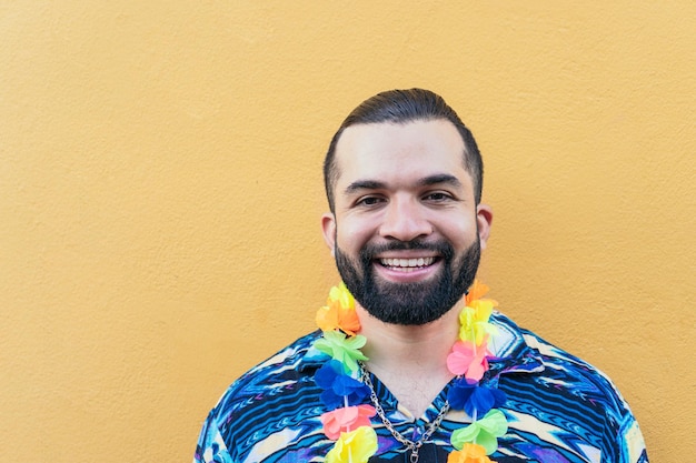 Portrait of Latino man at street carnival