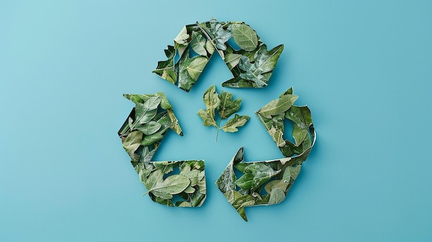 Photo portrait of leafy recycling icon signaling ecofriendly practices