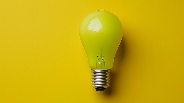 Photo portrait of lime light bulb on light flat color background