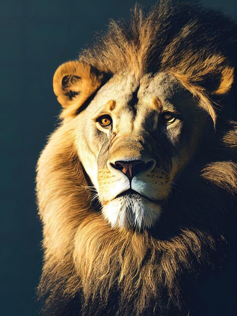 Portrait of a Lion king face closeup