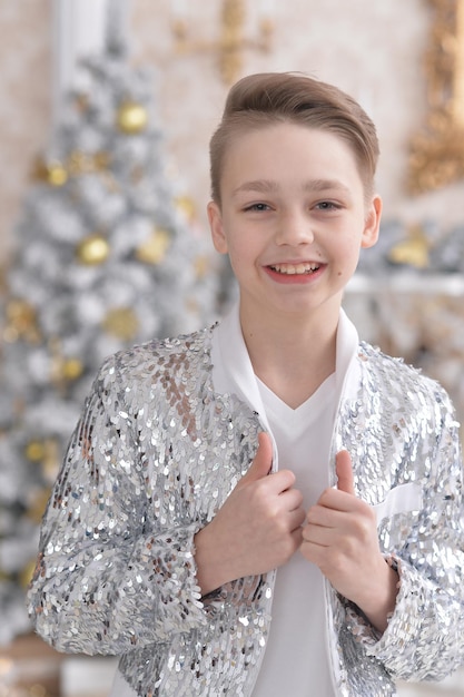 Portrait of little boy posing on Christmas