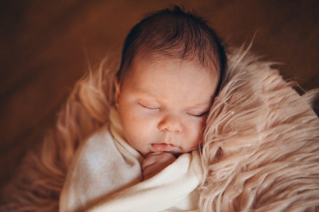 Portrait of a little girl: baby's face close-up